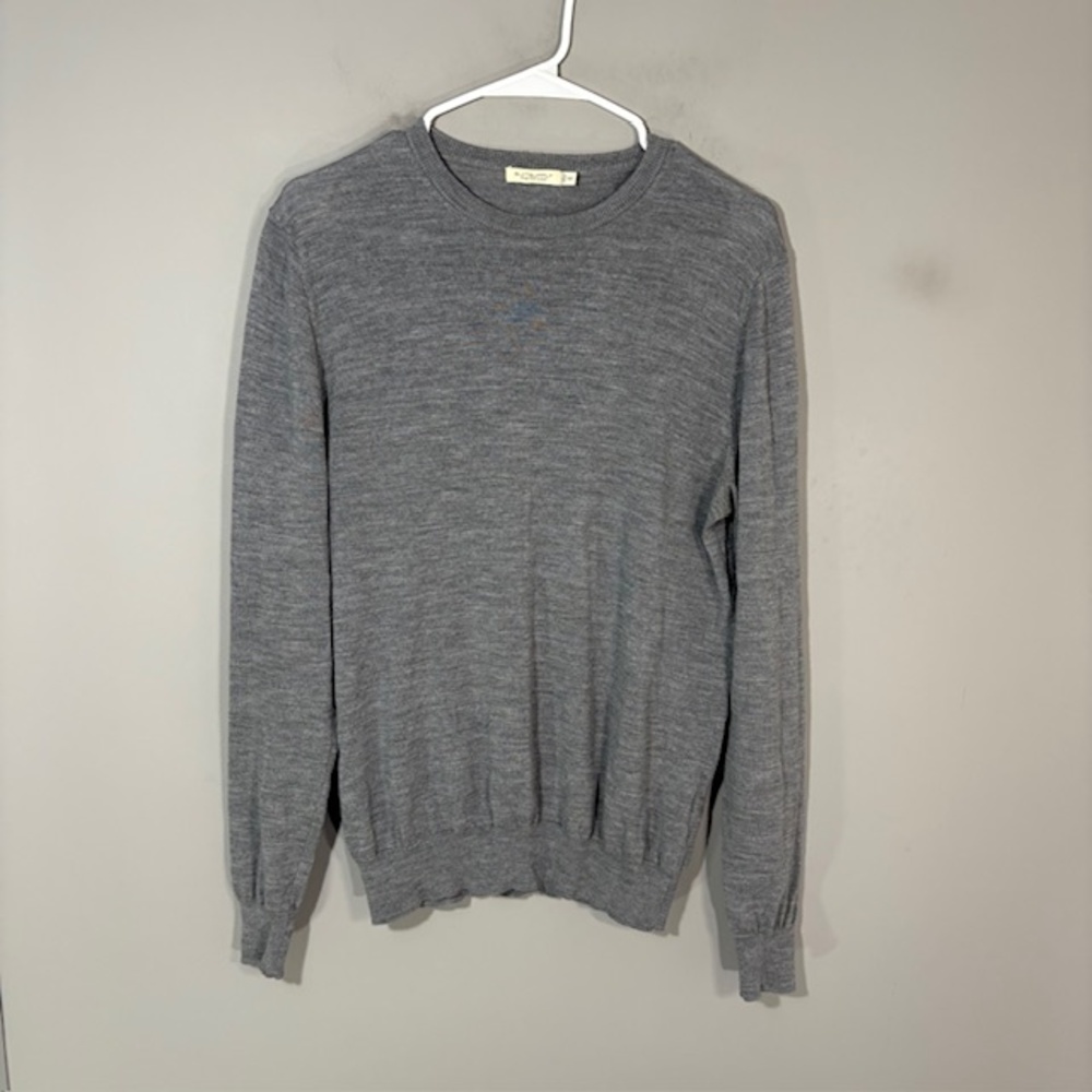 Suitsupply Sweater Mens Medium Gray Merino Wool Crewneck Knit Pullover Casual
